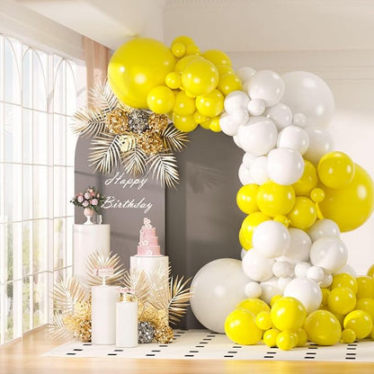 130pcs 18 12 10 5 Inch White and Yellow Balloons Garland Arch Kit | Different by OWPFJG