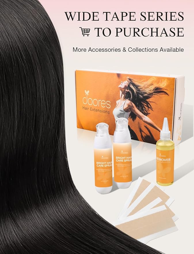 DOORES Invisi Edge Tape in Wide Hair Extensions Human Hair, Natural Black 4PCS Injection Tape ins 20g 14 Inch, Virgin Human 3 Inch Wide Injected Extensions Invisible
