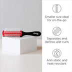 Diane Pro Mini Nylon Pin Styling Hairbrush for Detangling, Separating, Shaping, and Defining Wet or Curly Hair, Heat-Resistant, Anti-Static, Travel Essential, Black/Red