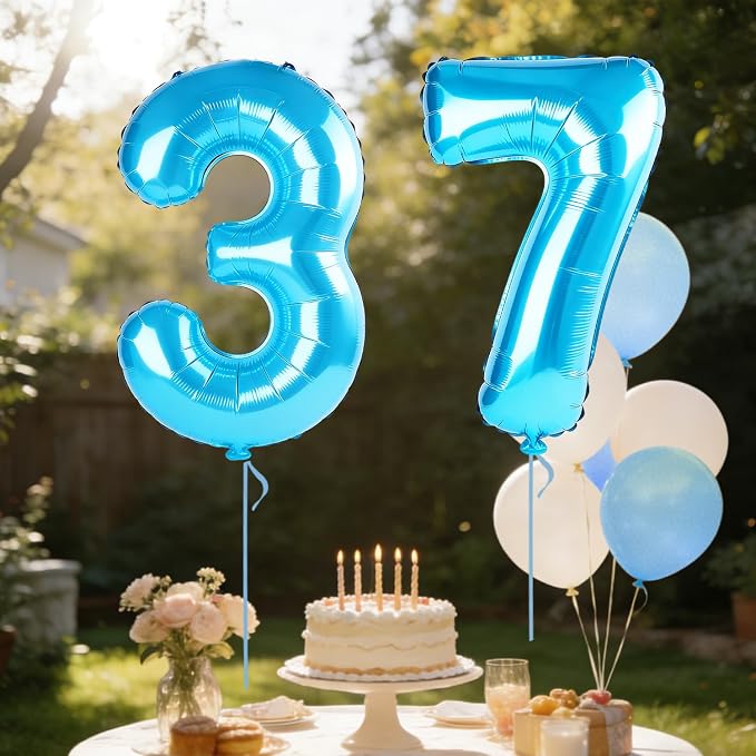 40 Inch Number 37 Balloons for 37th Birthday Party Decorations, 0-100 Jewelry - Image 3
