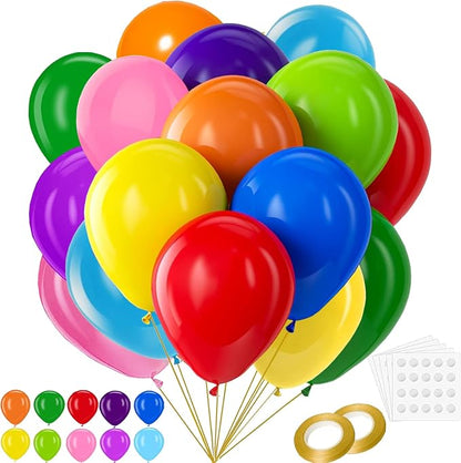 100PCS 12 Inch Rainbow Latex Balloons, Baby Shower, Wedding & Festival Party by YEATOP