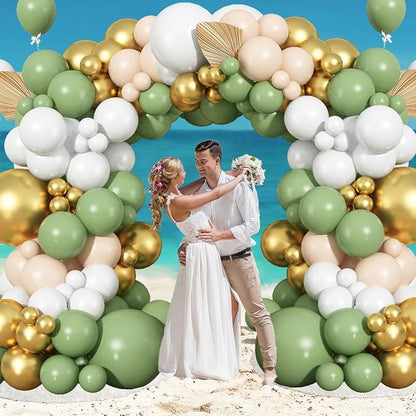 Sage Green Balloon Arch Kit 97Pcs Avocado Green Gold Balloons Garland Kit - Image 7