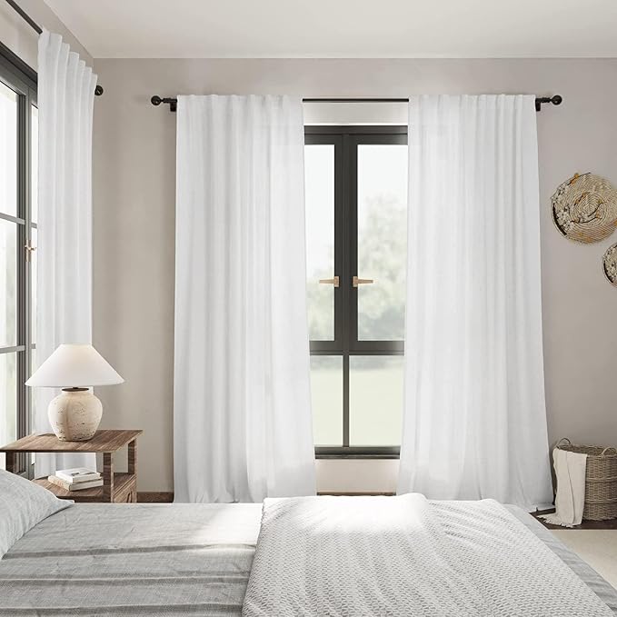 Linen White Curtains 120 inch Extra Long - Image 7