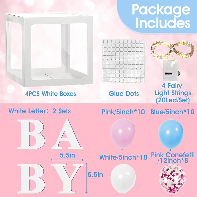 Ledido Baby Boxes with Letters & Balloons & Fairy Lights - Image 3