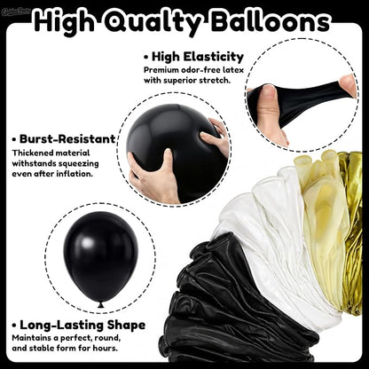White Black Gold Balloons, Graduation, Anniversary, Baby Shower, Wedding Party - Image 3