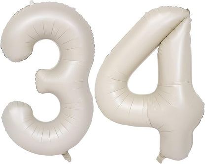 40 In Cream white Number Balloons Helium Foil Mylar Balloon Digital 34 | by Exquisitehighqualitypartydecorationstomeetyoureveryneed%EF%BC%81