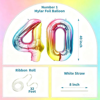 Rainbow Number Balloons Birthday Balloons - Image 2