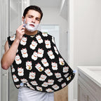 Stretchable Beard Cape, Non-Stick Hair Catcher for Trimming, Waterproof Grooming Apron, Cute Kitten Cats Lucky Cat Black
