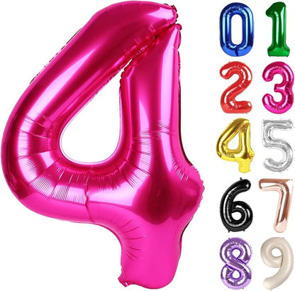 4 Balloon - Hot Pink Birthday Number Balloons, 40 Inch Party Decorations | Hot by ALPHADELTAPI