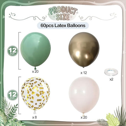 Sage Green Gold Balloons - Image 2