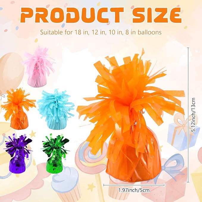 6 Pack Orange Balloon Weights Metallic Holder Anchors Balloon Holder Weights - Image 2
