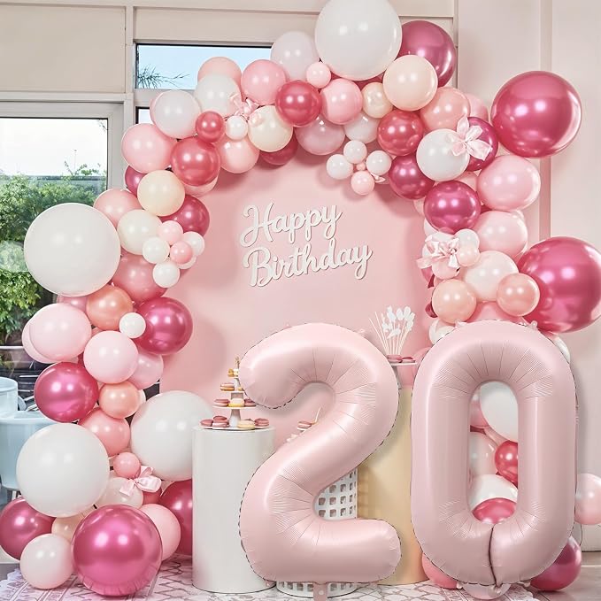 Pastel Pink 20 Balloon Number for Girls, Big Light Blush Pink Foil 2 & 0 Helium - Image 5