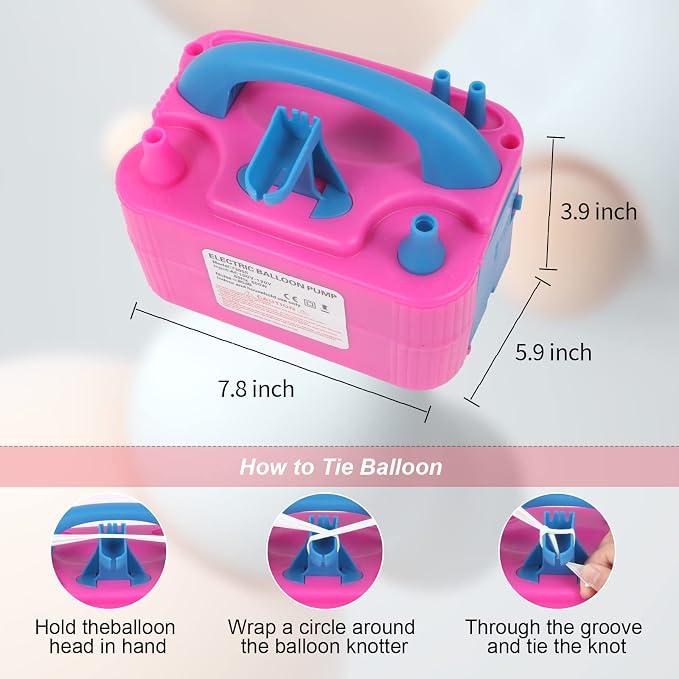 Balloon Pump Electric, 110V 600W Balloon Blower Inflator Dual Nozzle Air Pump - Image 3