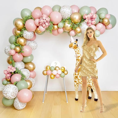 Sage Green and Pink Balloons, 12Inch 60pcs Floral Baby in Bloom Balloon | Dusty - Image 3