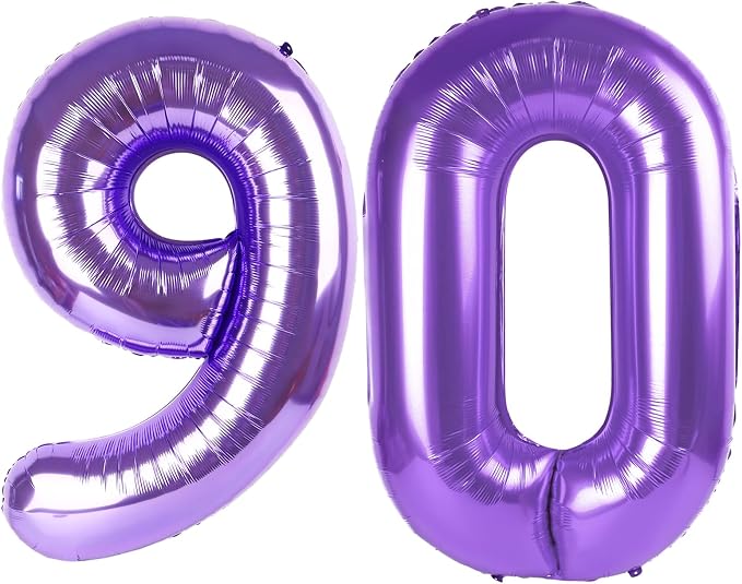 Purple Jumbo Number 90 Balloon 40 Inch, Women Men 90 Birthday Supplies by Upgesy