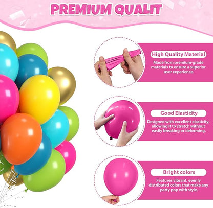 60PCS Tropical Balloons, Hawaiian Balloons, Hot Pink Teal Blue Green Orange - Image 8