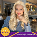 Light Blonde Synthetic Lace Front Wig,13×6 Curly Glueless Wigs for Women Daily Use 22IN（#R10119）