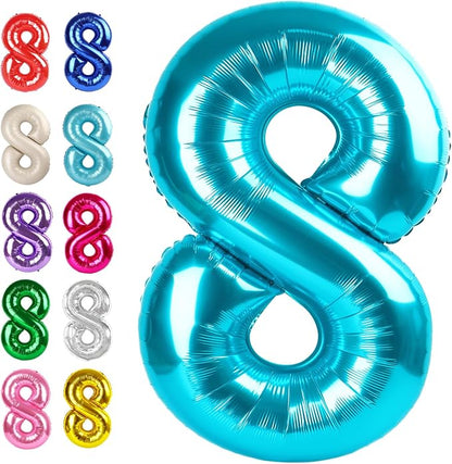 Blue Number 8 Balloon 40 inch, Balloon numbers party supplies, deco photo shoot by Upgesy