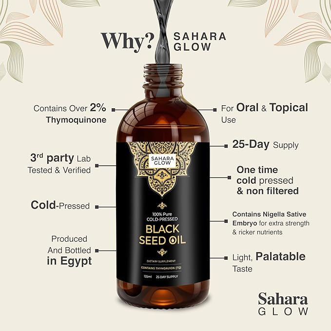 Zamann Naturals Black Seed Oil – 100% Pure Nigella Sativa, 1-Time Cold Pressed & Unfiltered, Made in Egypt, High Thymoquinone, 4.2oz – Immune, Hair, Skin & Joint Support