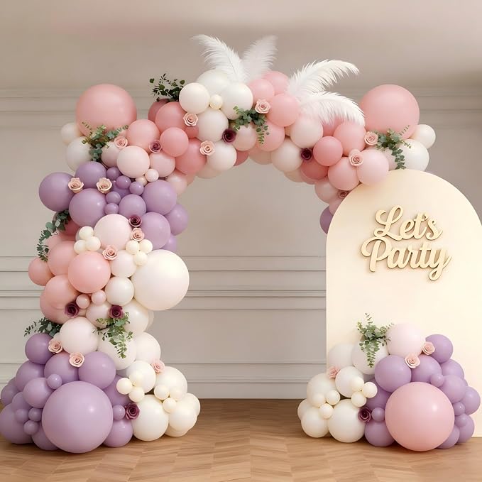 Pink Purple White Balloon Garland Arch Kit 143Pcs Lavender Light Pastel Purple - Image 4