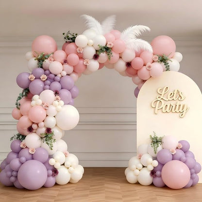 Pink Purple White Balloon Garland Arch Kit 143Pcs Lavender Light Pastel Purple - Image 4