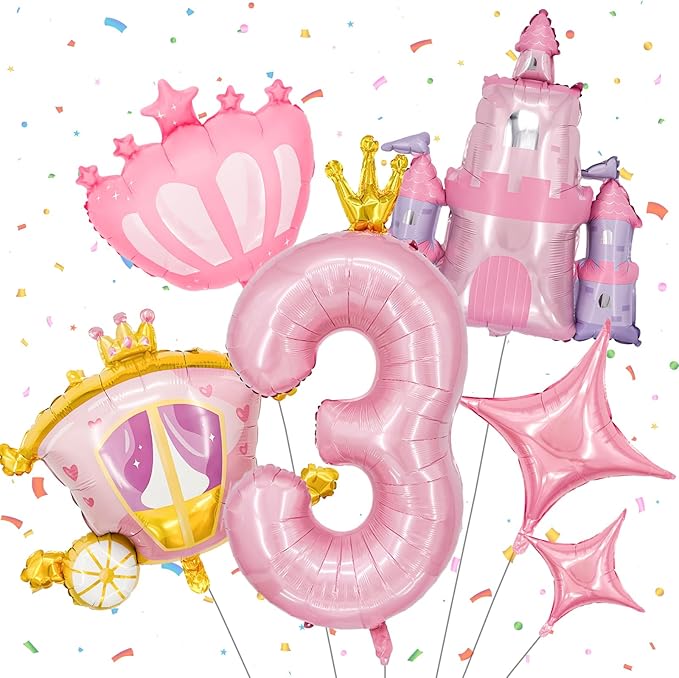 Minyu 6-Piece Princess Theme Party Decoration Set: Princess Carriage + Pink by Unknown