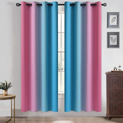 Yakamok Ombre Pink and Blue Curtains - Image 2