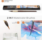 Nicpro 5 PCS Watercolor Brushes Professional, Extended Needle Point Brushes Set, Sable Paint Brushes with Synthetic Extra Long Tip for Fine Detailing - Watercolor Acrylic Gouache Inks Painting