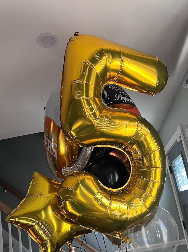 40In Large Gold Number Balloon 5 Aluminum Foil Mylar Big Number Balloon 0-9 | - Image 4