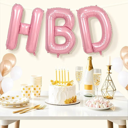 Pink HBD Balloons, HBD Foil Letter Balloon - Image 6