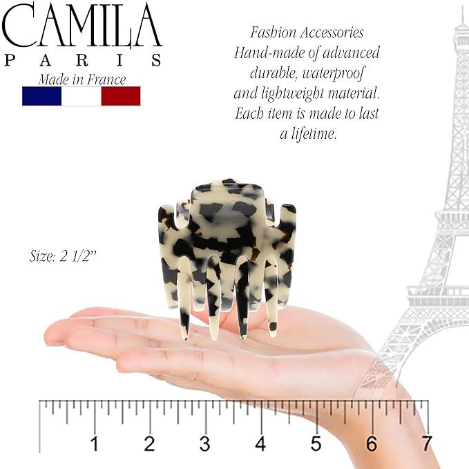 Camila Paris CP3473 French Hair Clip for Women, Hand-Made Hair Side Clips, 3 inch Girls Hair Claw Clips Jaw Fashion Durable Styling Hair Accessories for Women, Strong Hold No Slip Grip, Made in France