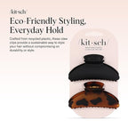 Kitsch Medium Hair Clips for Women, Strong Hold, Recycled Plastic Claw Clips for Thick Hair | Great for Updo, Half Up Hairstyle | Ideal Gifts for Women - 2pcs, Black and Tort