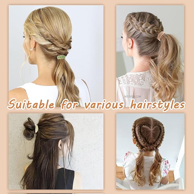 SYGY 20 PCS Boho Hair Ties, Light Color Scrunchies for Thick or Thin Hair, 4 Styles Hair Ties for Ponytail Holders, 2.36" Hair Scrunchies No Damage