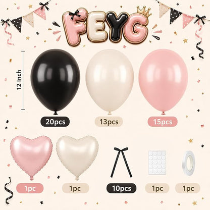 Pink and Black Heart Balloons, for Wedding Valentines Women Brithday - Image 2