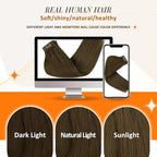 Full Shine Brown Clip in Hair Extensions Natural Brown Seamless Clip ins Full Head Invisible Hair Extension Human Hair Short Real Hair 14 Inch 8 PCS 120 G