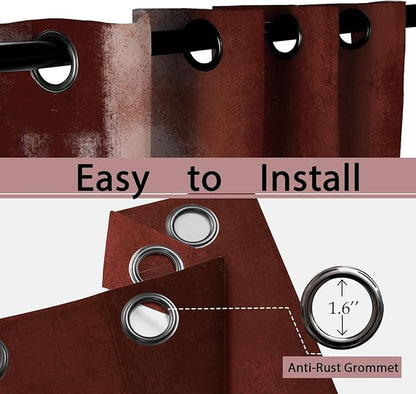 Asuexpect Red Curtains 2 Panels Abstract Rust Curtain Room Darkening Grommet - Image 5