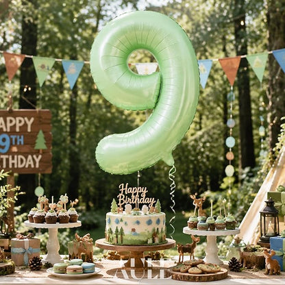 AULE 40 Inch Sage Green 9 Balloon Numbers Foil 0-9 Birthday Big Numbers | - Image 2