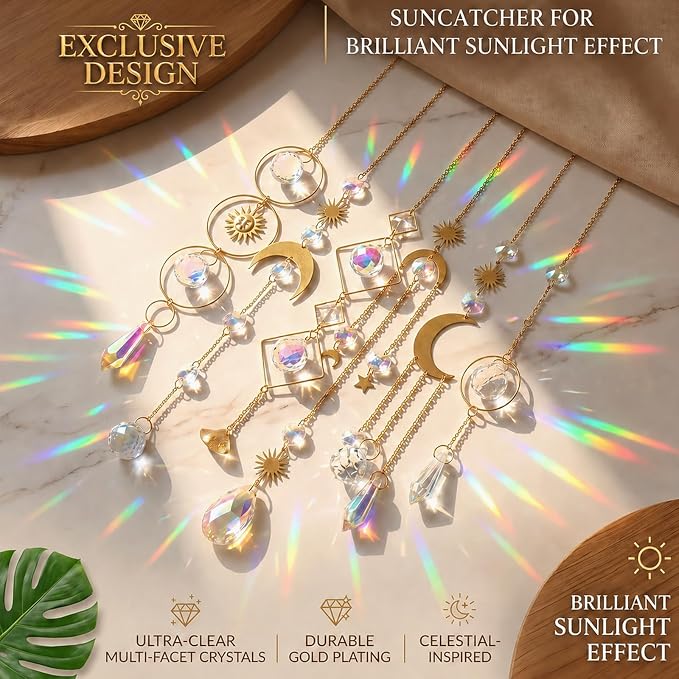 6Pieces Colorful Crystals Suncatcher Hanging Sun Catcher - Image 3