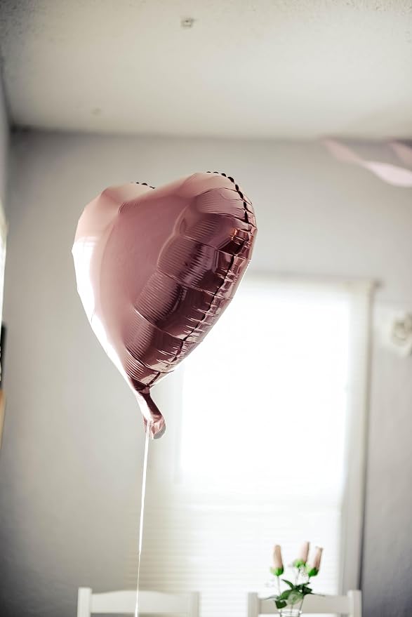 30 Pcs 18 Inch Rose Gold Heart Foil Mylar Helium Balloons - Image 7