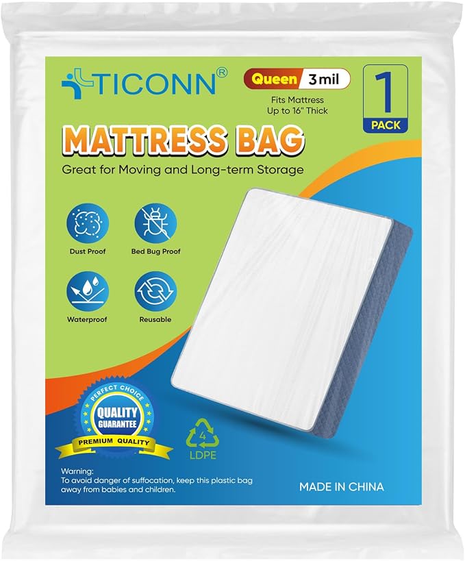 TICONN 1PK Plastic Mattress Bag by TICONN