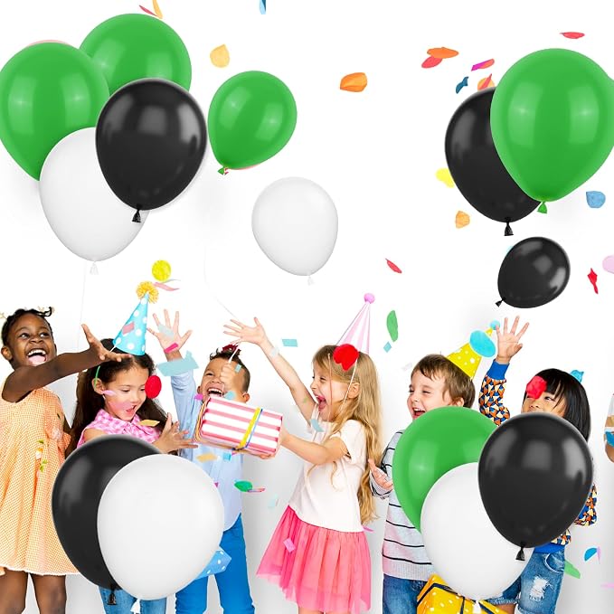 Black White Green Balloons, 12Inch Green White Latex Balloons Foootball Party - Image 7