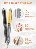 SHEGLAM Hair Straightener 1inch Negative Ion Flat Iron 60s Quick Heating Dual Voltage Sleek Chic Wide Glide