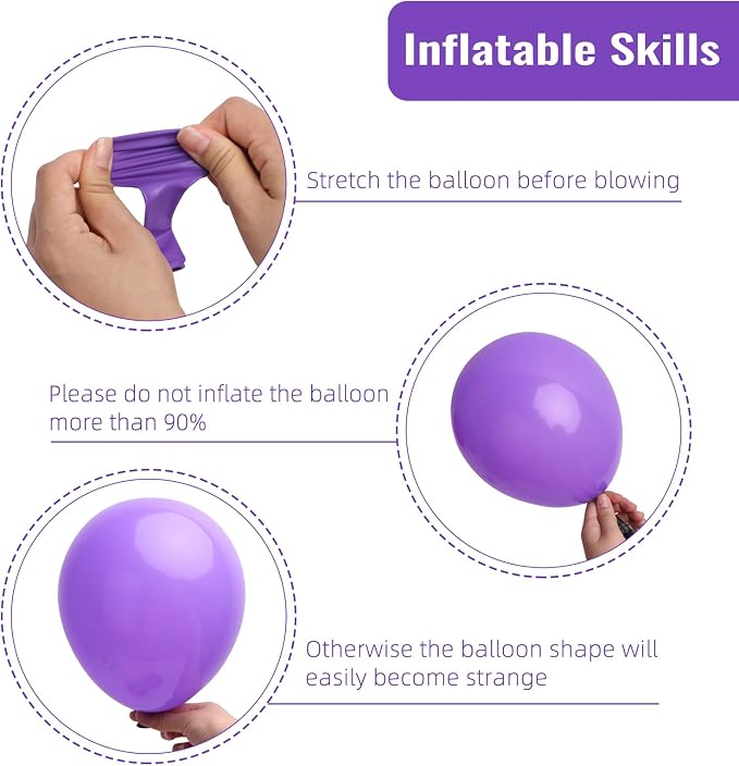 RUBFAC Purple Balloons Different Sizes Lavender Purple Balloon Arch 129pcs | - Image 3