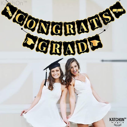 KatchOn Black and Gold Congrats Grad Banner 10 Feet | No DIY, Congratulations - Image 7