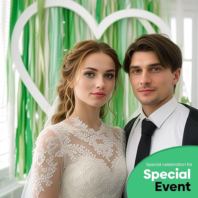 6 Green & White Crepe Paper Streamers, 492ft Pack of Party Decorations | Each - Image 7