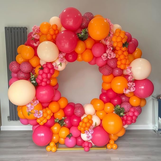 Pink and Orange Balloon Arch Kit, Hot Pink Orange Peach Garland Balloon - Image 4