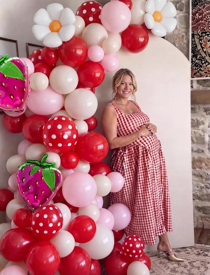Strawberry Balloon Arch Garland Kit, Berry First Birthday Decor | 137 Pcs Pink - Image 7