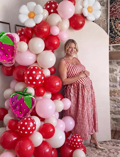 Strawberry Balloon Arch Garland Kit, Berry First Birthday Decor | 137 Pcs Pink - Image 7