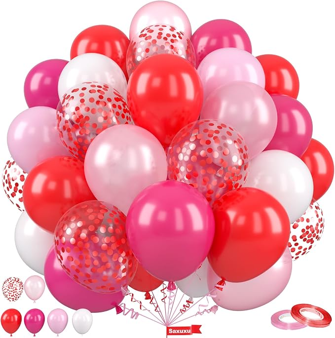 Valentine's Balloons, 12 Inch Latex Balloons by Saxuxu