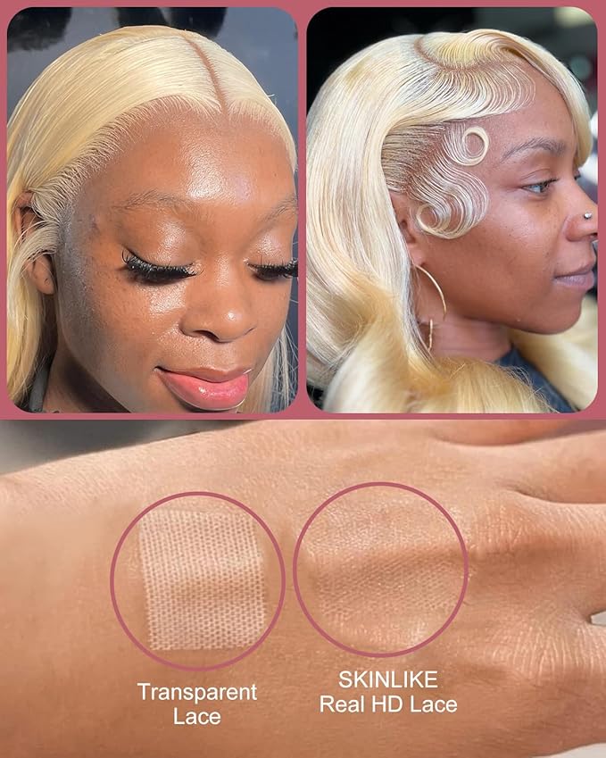 Alididi Skinlike Real Hd 613 13x6 Lace Front Wig Human Hair Straight Pre Plucked Bleached Knots 200% Density 0.10mm Ultra-Thin Invisible Lace Blonde Wig Human Hair For Women 24 Inch